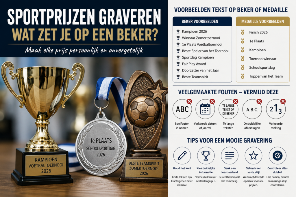 Sportprijzen graveren: wat zet je op een beker